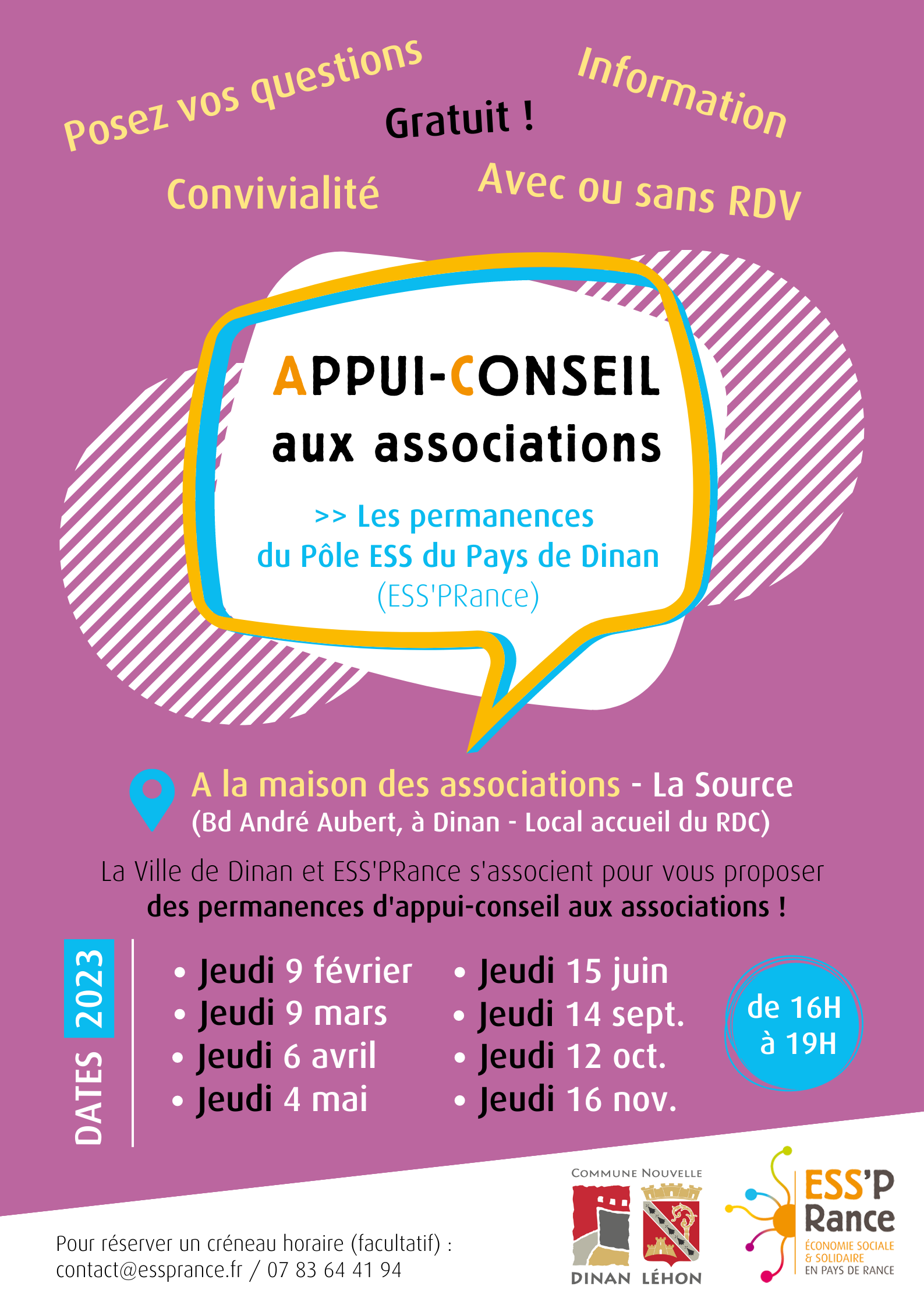 Affiche permanences associatives Dinan