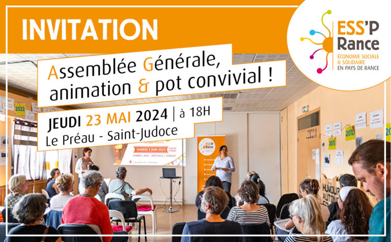 Visuel invitation Assemblée Générale ESS'PRance - Jeudi 23 mai 2024, 18h, à Saint-Judoce