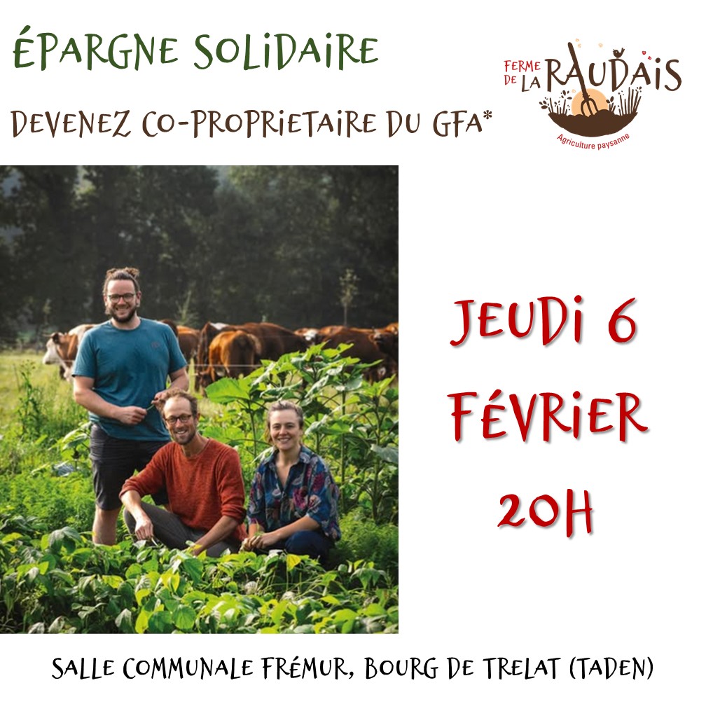 Devenez co-propriétaire du GFA de la Raudais - Réunion d'information 6 février, 20h