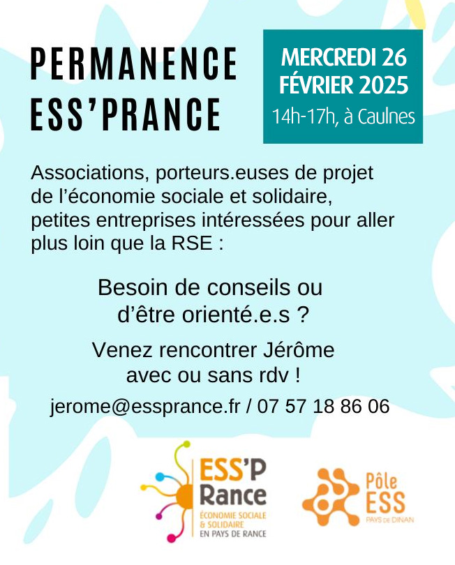 Affiche Permanence d'ESS'PRance à Caulnes - Mercredi 26 février 2025, 14h-17h