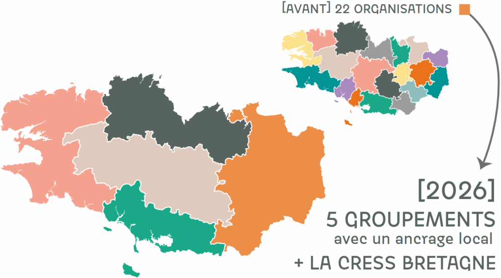 Regroupements - Carte des 5 groupements ESS